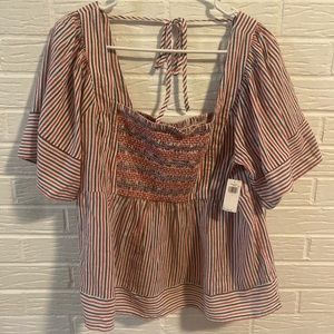 Red white and blue smocked top